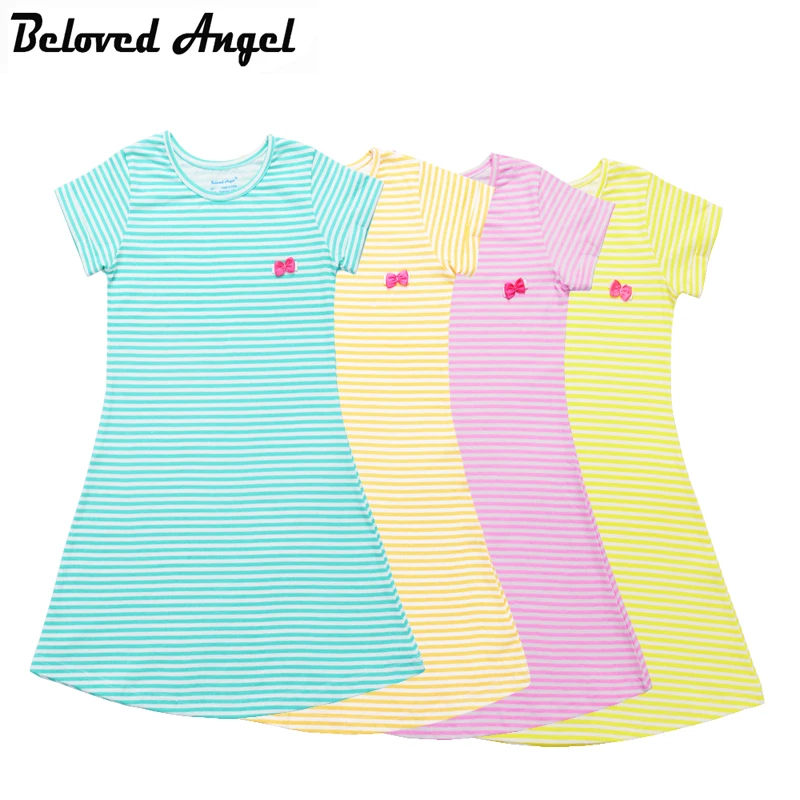 Stripe Cotton Children Toddler Girls Dress Beach Summer 2018;Casual Princess Teenage Kids Dress Girl bebe Vestido Party Wear