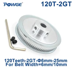 POWGE 120 Denti 2GT Puleggia Dentata Bore 6/6. 35/8/10/12/14/15/16/19/20/22/ 25 millimetri per GT2 cinghia Sincrona larghezza 6/10mm 120 120 T