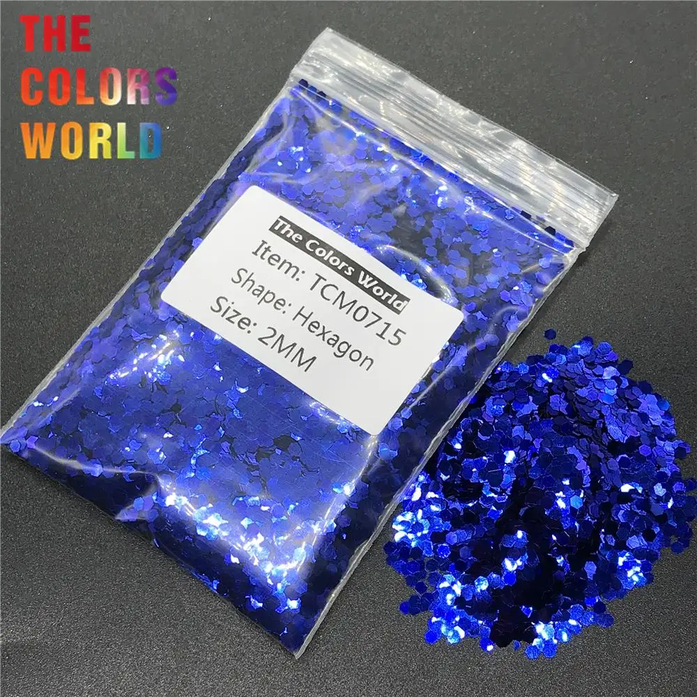 TCM0715 Dark Blue Color Metallic Luster Hexagon Shape Nail Glitter Nail Art Decoration Face Paint Gel Henna Tattoo Handwork DIY