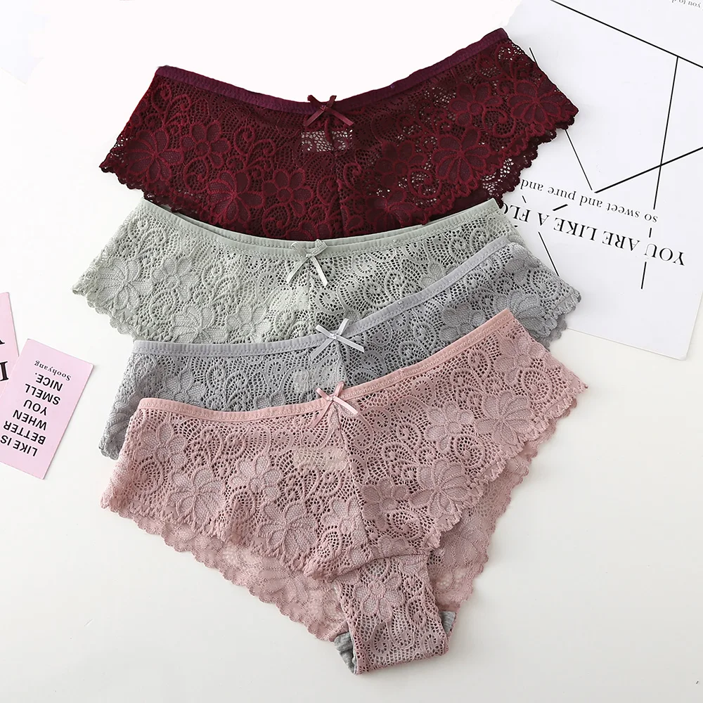 Women Sexy Panties Lace Fashion Cozy Lingerie Briefs High Quality Cotton Low Waist Elegant Style Hollow Out Women Underwear New