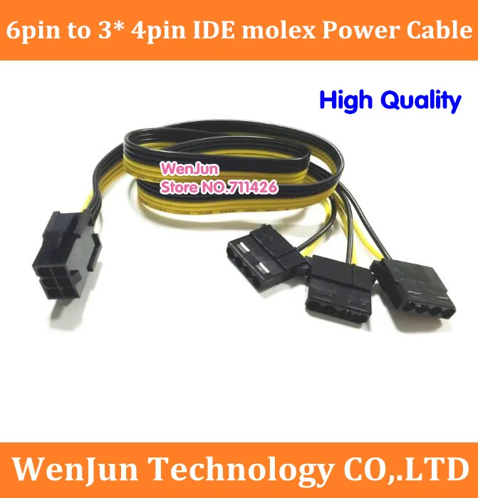 

high quality PCIe PCI-E 6pin female to 3 IDE 4pin molex Video Card Power Supply Adapter Cable 20CM