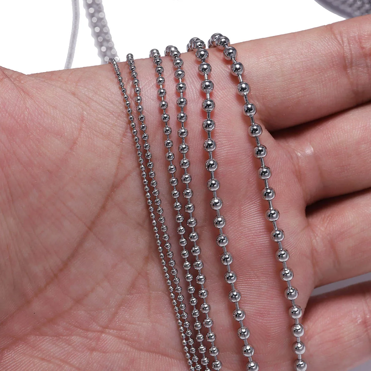 5M/Lot 1.2-3.2mm Stainless Steel Beaded Ball Chain Bulk Ball Necklace Chains for DIY Pendant Bracelet Jewelry Making Accessories