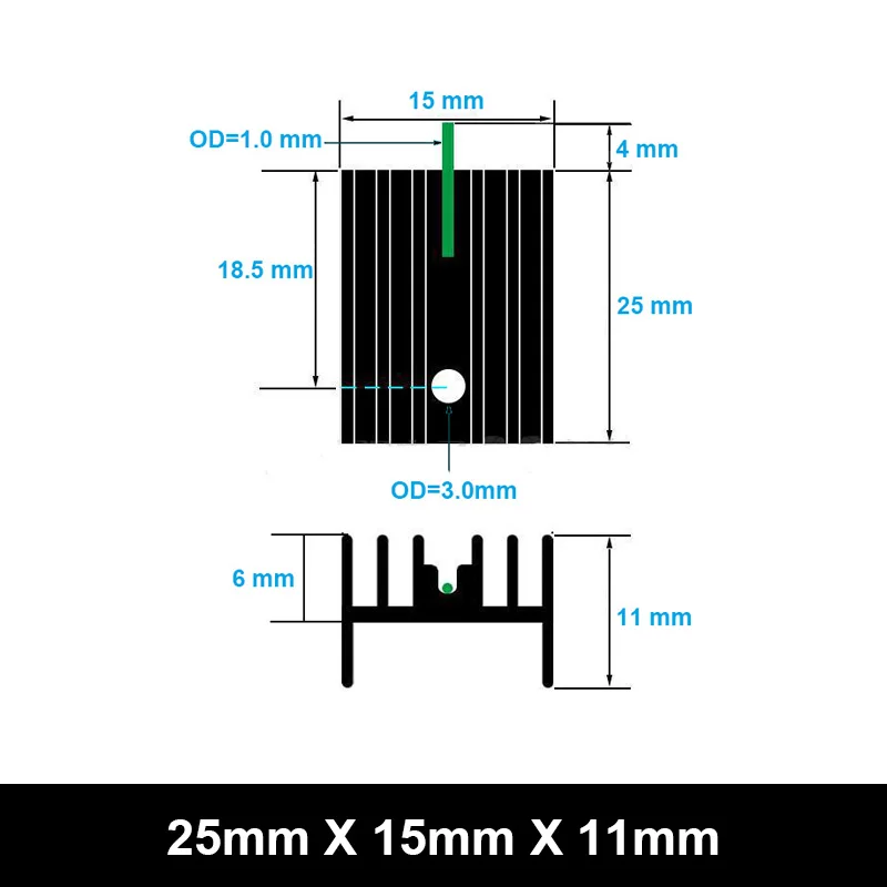 10 Dissipatori Di Calore In Alluminio Nero Uxcell – 19x15x10mm – Per Transistor TO-220