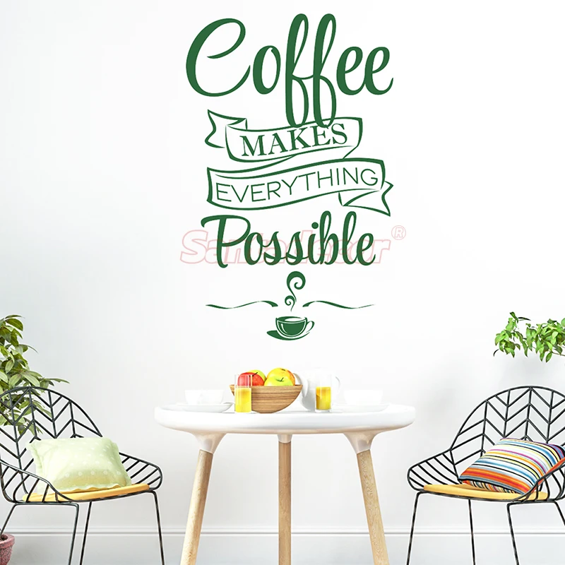 Sticker-citation Cuisine-coffee-makes-everything-possible Vinyl Wall Art Decal Kitchen Home Decor Wallpaper Coffee Shop Poster