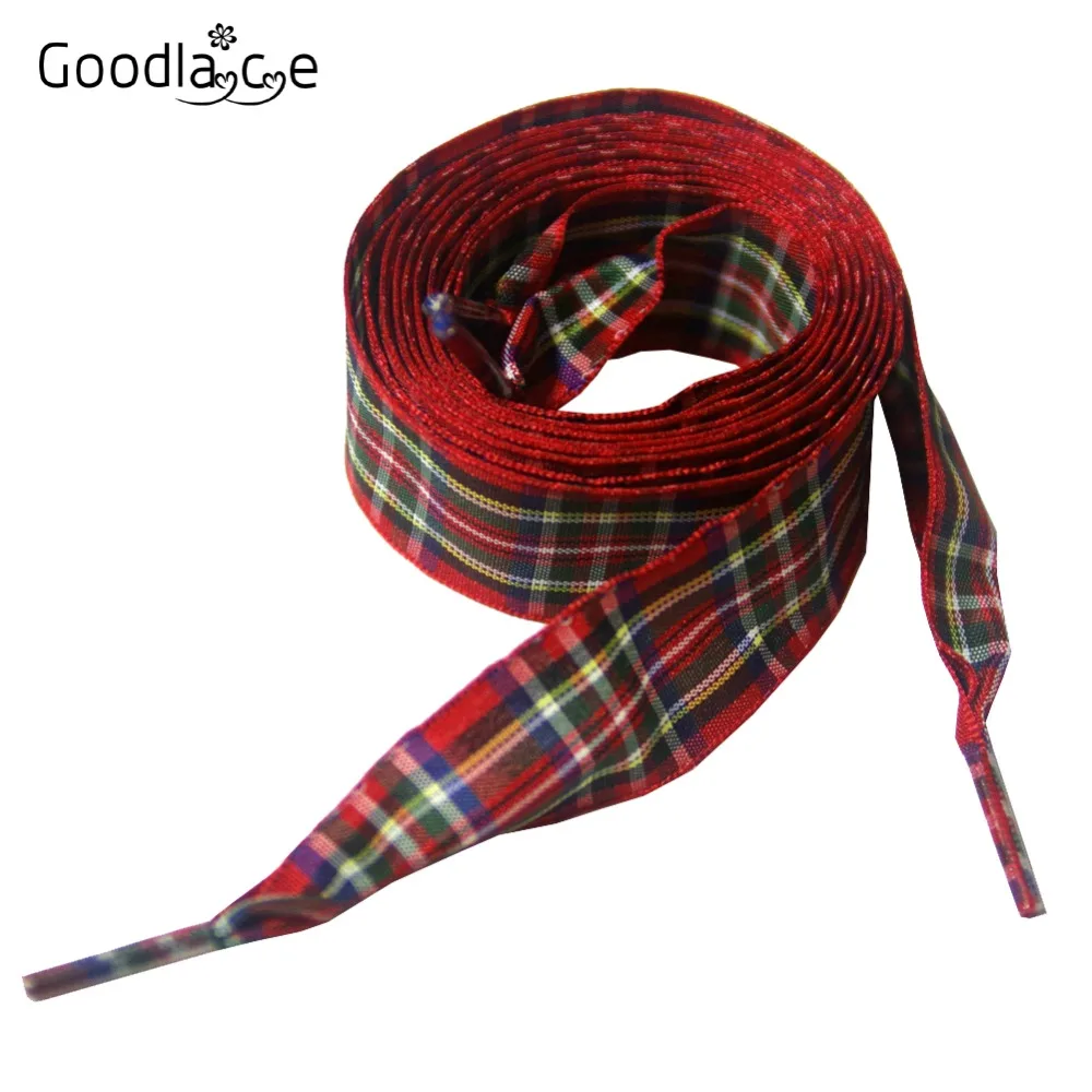 120cm/47" Long of Flat Fashion Checkered Ribbon Shoelaces British Style Plaid Shoe Laces 2.5cm/ 1 Inch Wide image 5