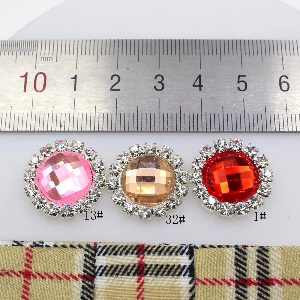 Factory Outlet 10pcs/lot 18mm Round-shaped Acrylic Rhinestone Button flatback Embellishment Craft Making Accessories