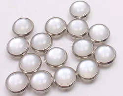 100 Set / Lot  4 Part Buttons 8mm White Pearl Prong Snap Button Nickle Color +Tools