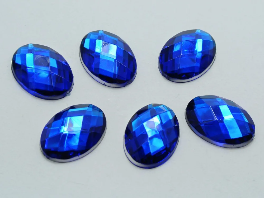 100 Royal Blue Flatback Acrylic Rhinestone Oval Gems 13X18mm No Hole