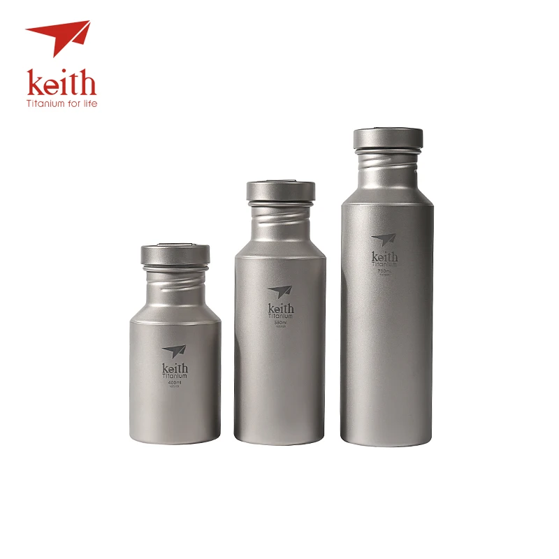 

Keith Titanium Water Kettles With Titanium Lids Outdoor Drinkware Camping Ultralight Travel Water Bottles 400ml 550ml 700ml