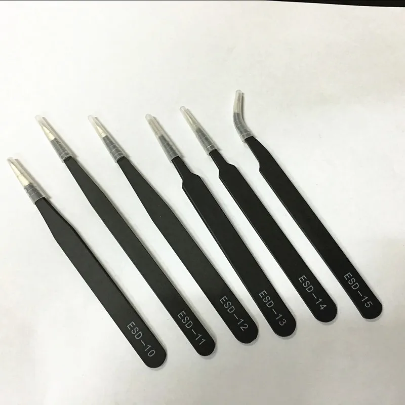 6 in 1 Professional Anti-Static Stainless Steel Tweezers Maintenance Tools Kits  For small electronics Repair