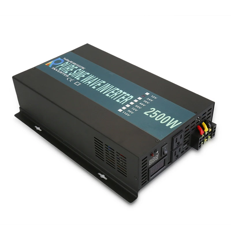 Pure Sine Wave Power Inverter 12V 220V 2500W Solar Panel Inverter Generator Battery Converter 24V/48V/96V DC to 120V/230/240V AC