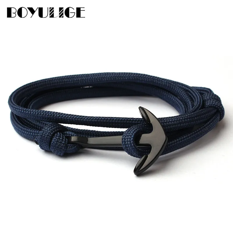 Charm Gold Silver Color Black Shark Bracelets & Bangles For Men Women DIY Rope Friendship Fashion Jewelry Survival Viking Style