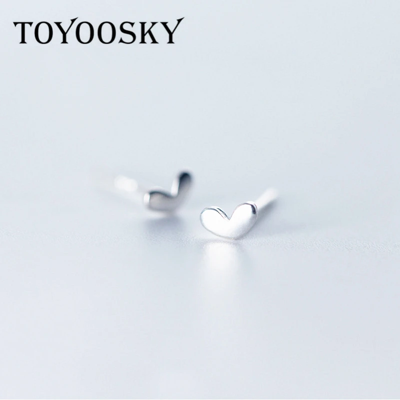 925 Sterling Silver Tiny Shiny Polish Mini 3mmX5mm Heart Stud Earrings Simple Small for Women Minimalist Studs Jewelry