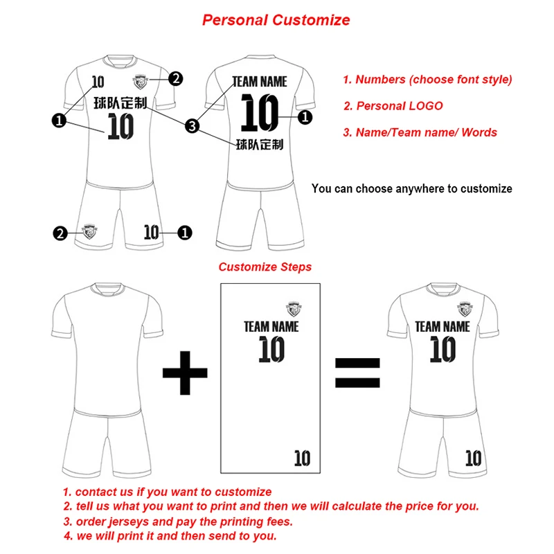 Mens Football Jersey Kits training sports set kids boy team customize soccer uniforms suit breathable DIY print name number logo