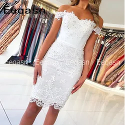 Customized Cocktail Dress Off Shoulder Lace Applique Sexy Sweetheart Knee Length robe de cocktail courte Semi Formal Party Dress