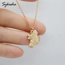 Women's Ireland Map Shaped Metal Chain Pendant Necklace