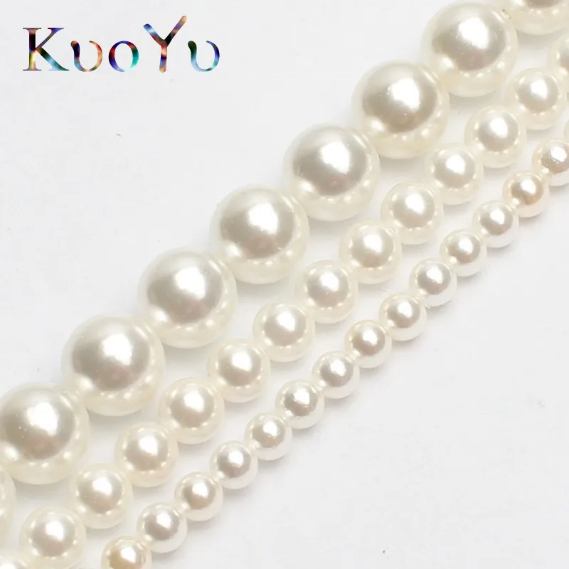 AA+ Natural White Shell Pearl Round Loose Spacer Beads For DIY Making Bracelet Necklace Jewelry Strand 15''2/3/4/6/8mm wholesale