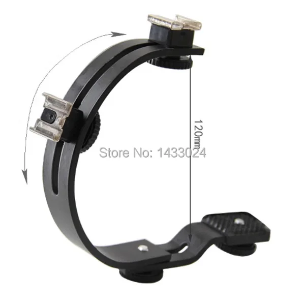 Two Hot Shoe C Mount Video Light Stuido Flash Light C Shape Flash Bracket Stand Holder For DV Tripod