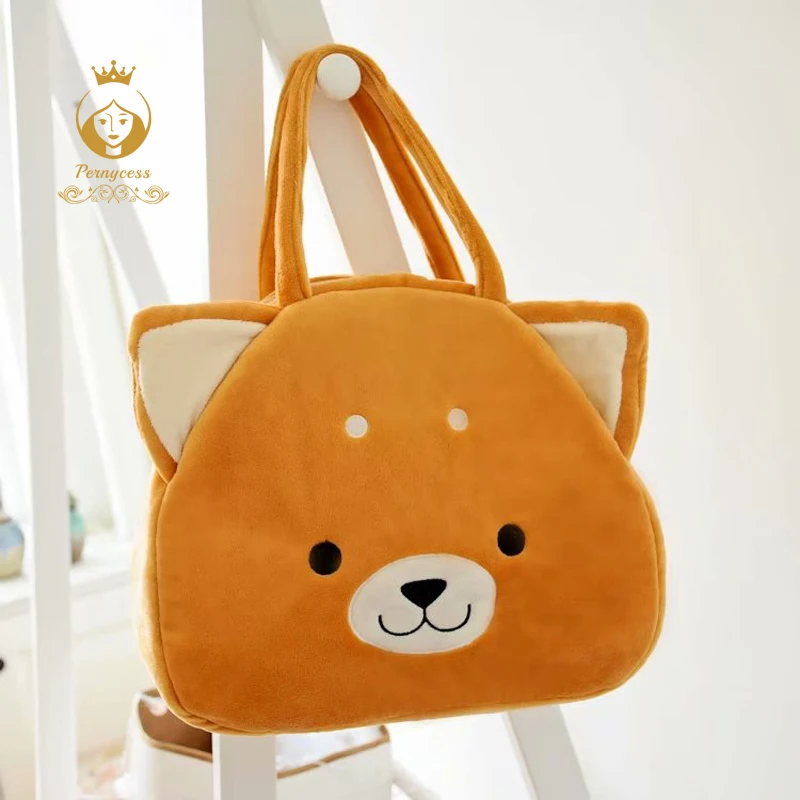 Creative Cartoon Tricolor Dog Plush Bag Cute Akita Plush Stuffed Toy Girl Birthday Gift