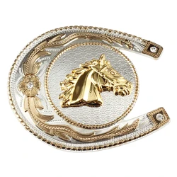 Equestrian Sports Gold Horse Belt Buckle Decorative Pattern Design Width 3.8cm Cowboy