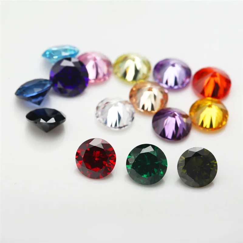 15pcs  CZ  1pcs Per Colors Size 4~10mm Loose Round Shape Synthetic Cubic Zirconia Stone