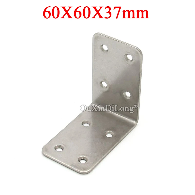 

20PCS Stainless Steel Furniture Corner Braces 60x60x37mm 90° L Shape Board Frame Shelf Support Brackets Reinforcement Connectors