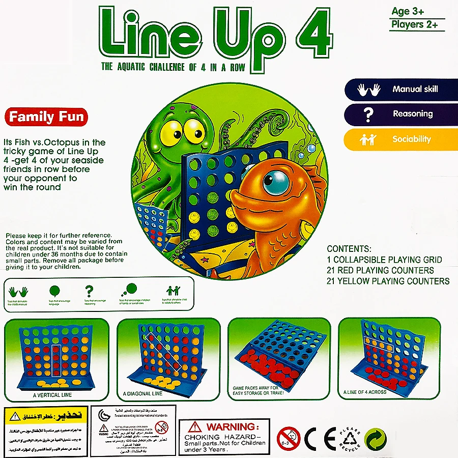 Line Up 4 The Aquatic Challenge of 4 in a row of Your Color to Win,Fun Popular Board Game, Classic Family Fun game for 2+ player