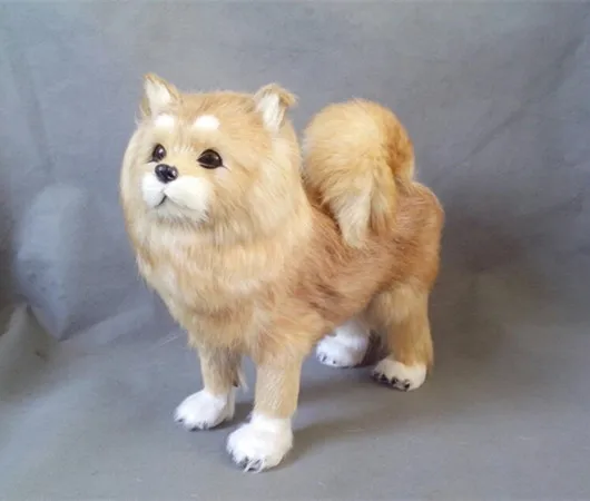 Simulation Cute Pomeranian Dog Model 28x10x25cm Polyethylene & Furs Home Decoration Props Model Gift