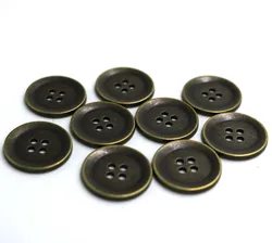 20pcs 15mm&20mm Metal bronze zinc alloy four holes flat Buttons Pattern Carved Sewing Buttons