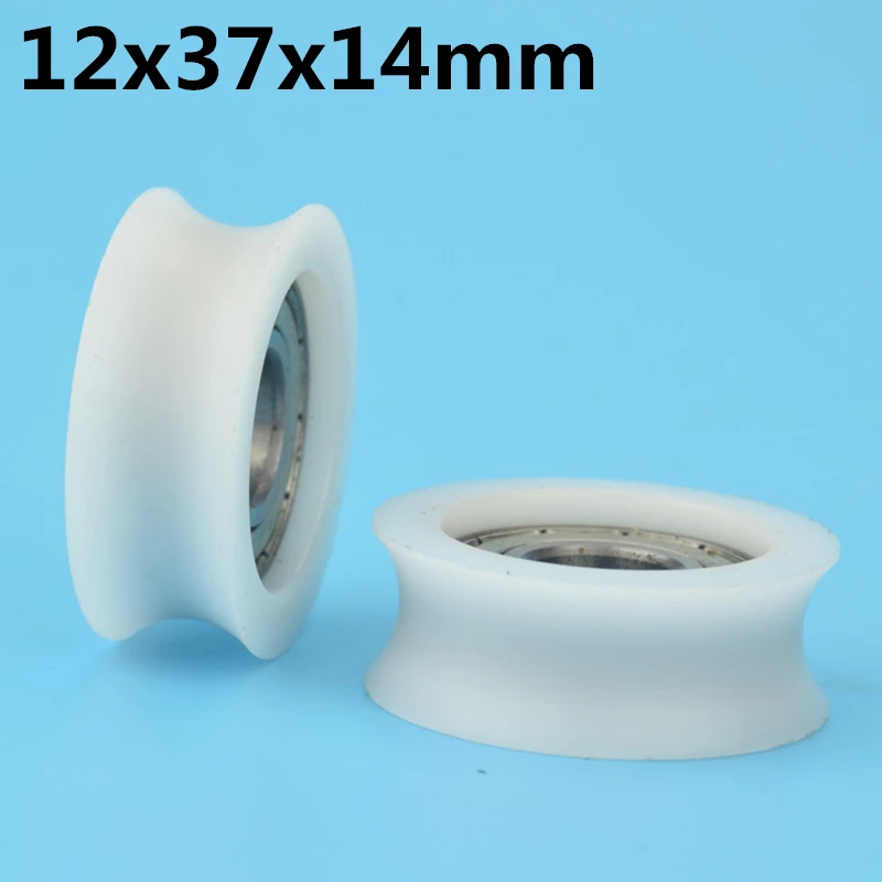 

1Pcs 12x37x14 mm U groove Nylon Plastic Wheel With Bearings POM Lifting wheel