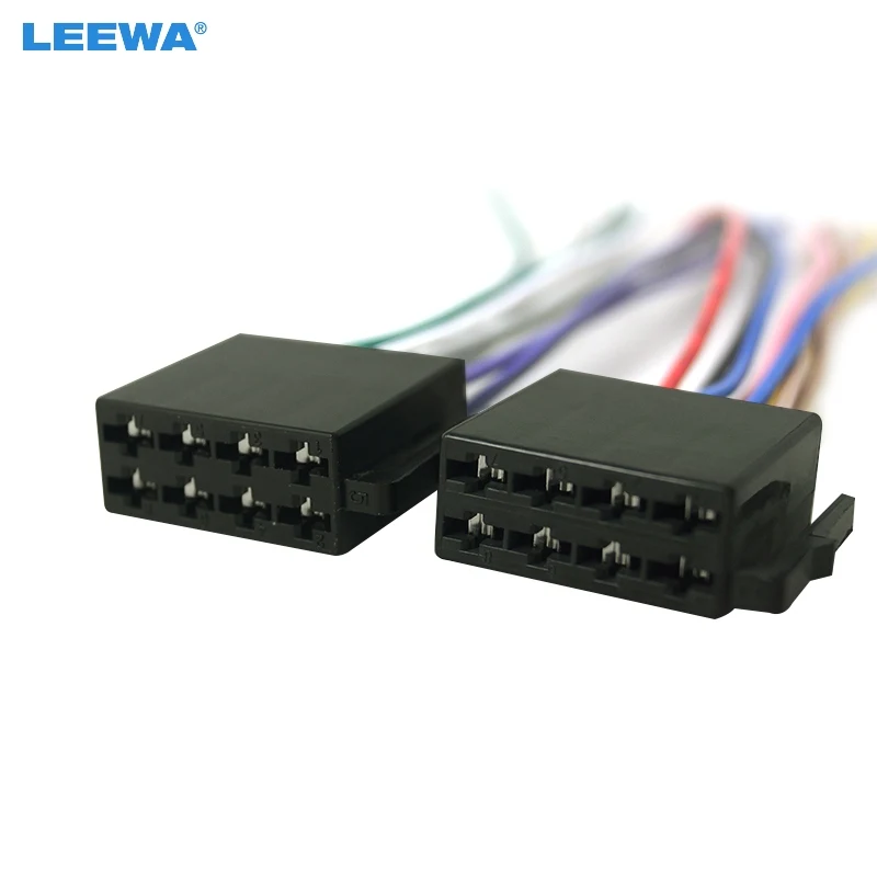 LEEWA Universal Male ISO Radio Wire Cable Wiring Harness Car Stereo Adapter Connector Adaptor Plug For Volkswagen/Citroen/Audi