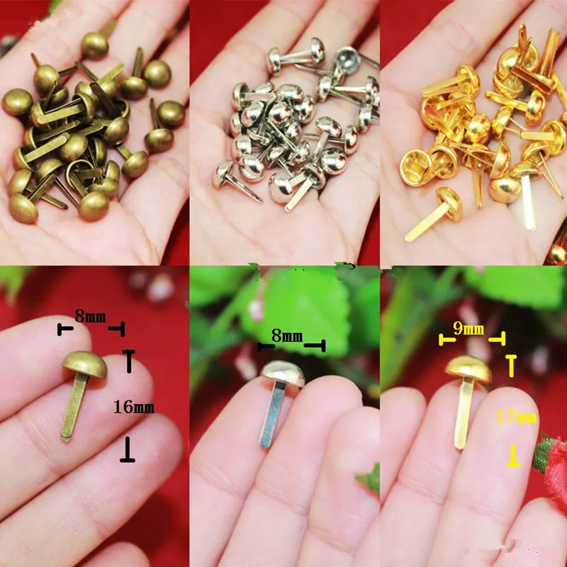 Metal Brads Scrapbooking Craft Embellishment Card Making Decorative DIY Rivets Fastener Brads Pin Nail,8*16mm,50PCs