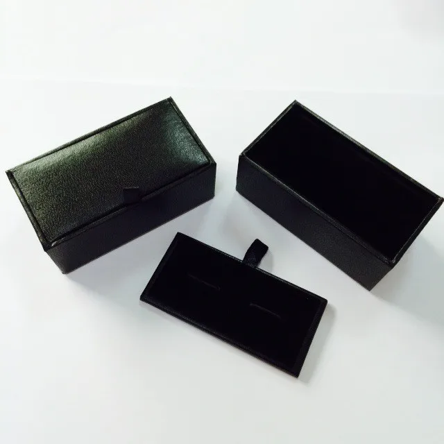 DHL Wholesale 200pcs/lot Black Cufflink Box Cufflink Gift Case Holder Jewelry Packaging Boxes Organizer Black