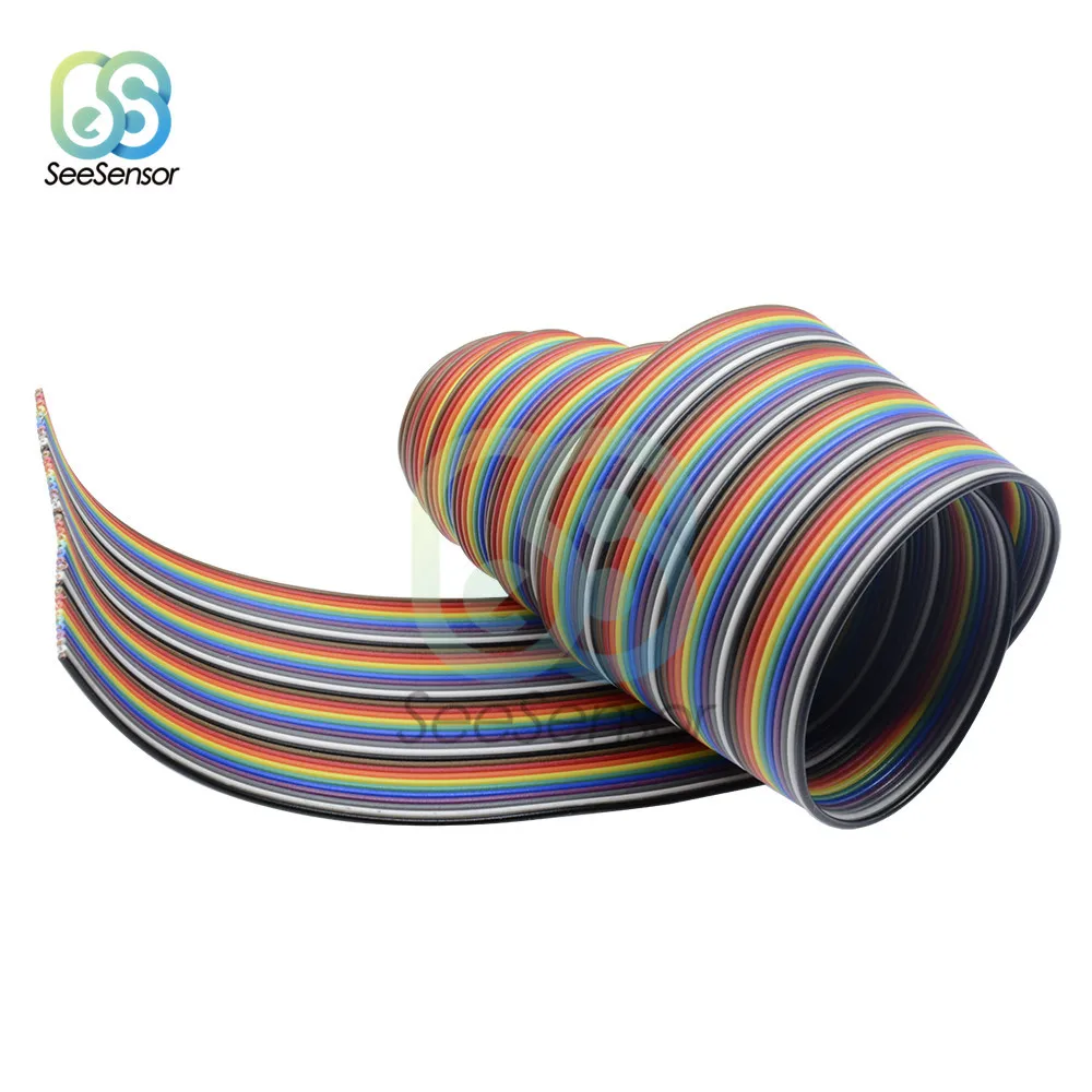 40 Pin Rainbow Ribbon IDC Cable Wire 1m 3.3ft Rainbow Cable Flat Cable for Arduino DIY Electronic Kits