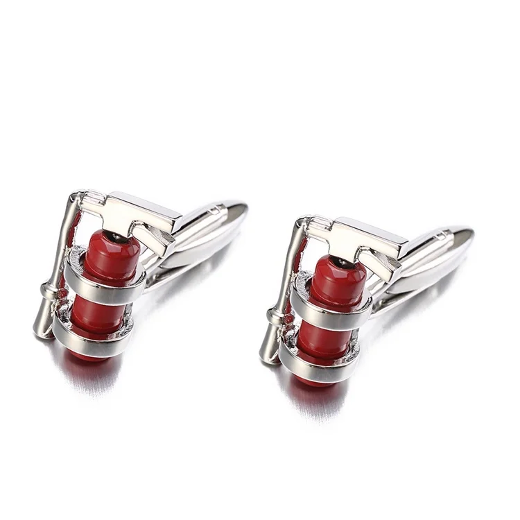 Mens Jewelry Red Fire Extinguisher Cufflinks for Mens High quality Lepton Brand French Shirt Cuff Novelty Enamel Cuff links