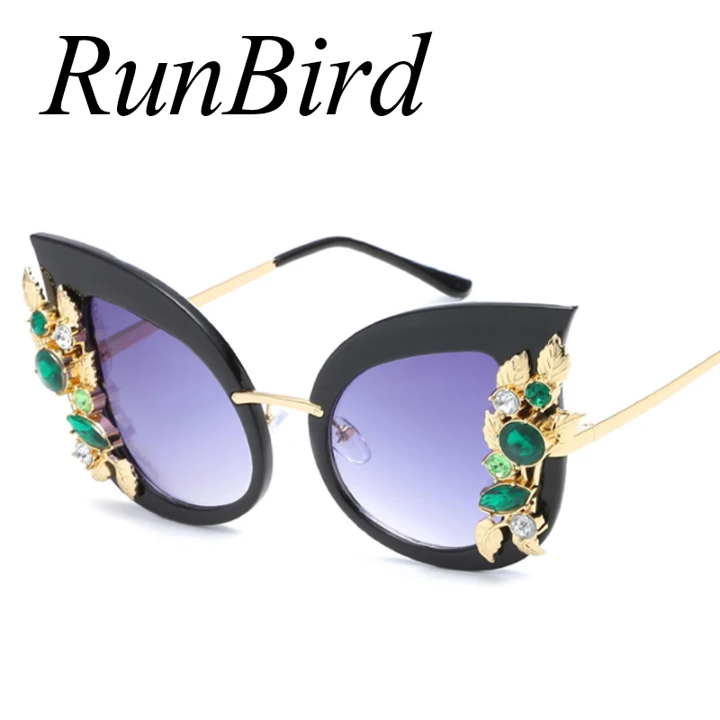 

New Women Oversized Cat eye Sunglasses Women Diamond New Fashion Brand Designer Big Frame Ladies Female Sun Glasses 1073R