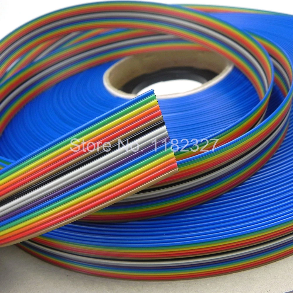 

Ribbon cable 16 WAY Flat Color Rainbow Ribbon Cable wire 16Pin 1.27MM pitch for 2.54mm IDC Ribbon Extension Rainbow DuPont Wire