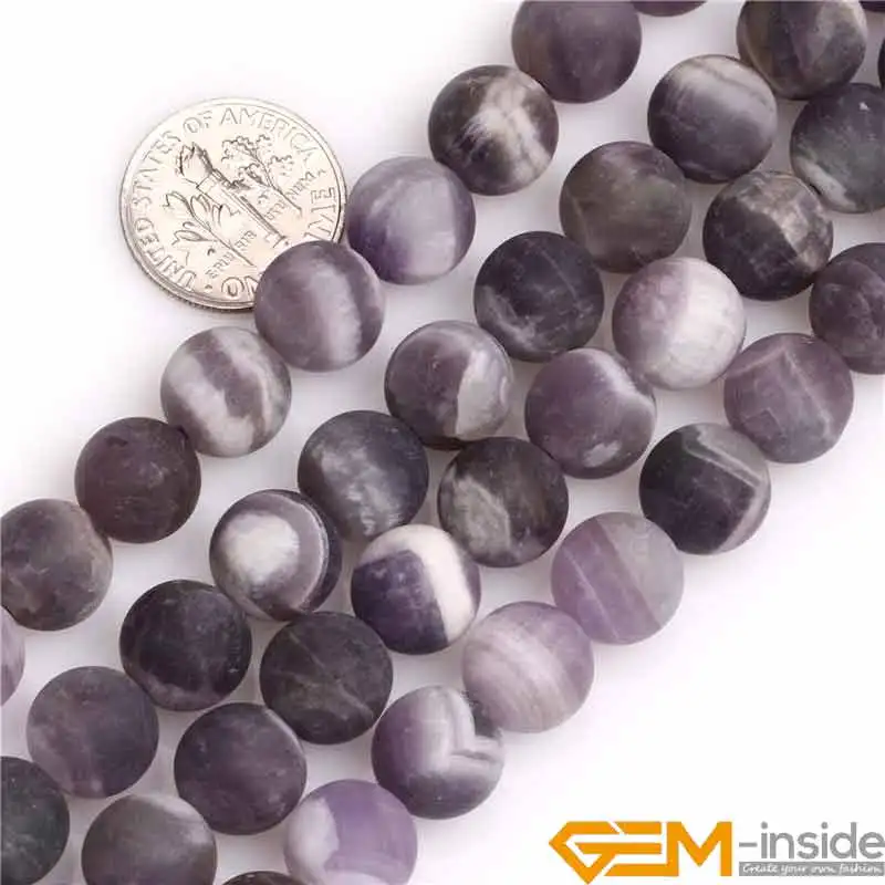 6mm 8mm 10mm Matte Frosted Round Natural Dream Lace Amethysts Stone Gem Stone Semi Precious Beads Loose Bead For Jewelry Making