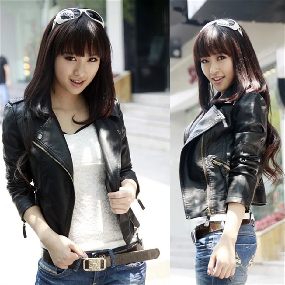 Spring and Autumn women \'s new PU leather short paragraph women\' s short jacket motorcycle clothes Slim leather jacket