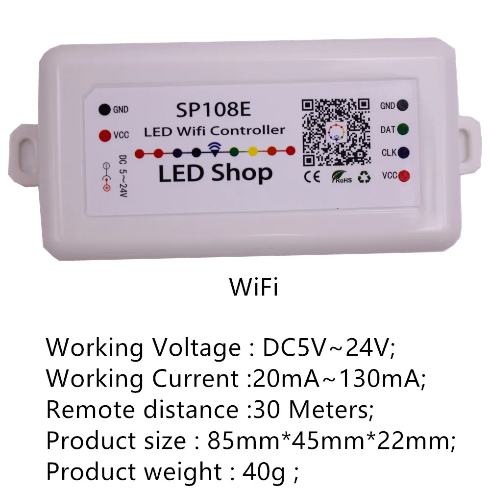 SP105E Bluetooth WS2811 WS2812B led controller SP108E SK6812 RGB/RGBW APA102 Music Colorfulx2 WS2801 pixels Led Strip Leds