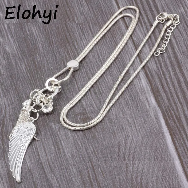 ELOYHI Statement Pendants Wing Match Tassel Long Snake Sweater Chain Top Quality For Women Trendy Neckalce&Pendants Gift