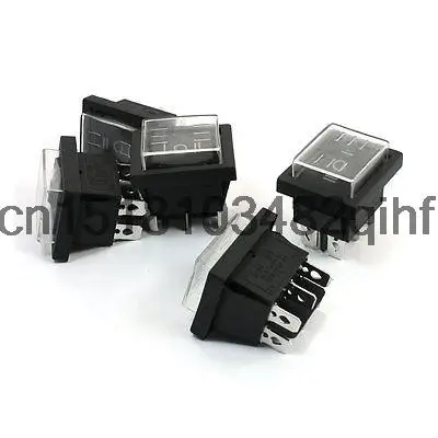 

5PCS 16A 250V 20A 125V AC DPDT 3-Positions Black Rocker Switch w Cover