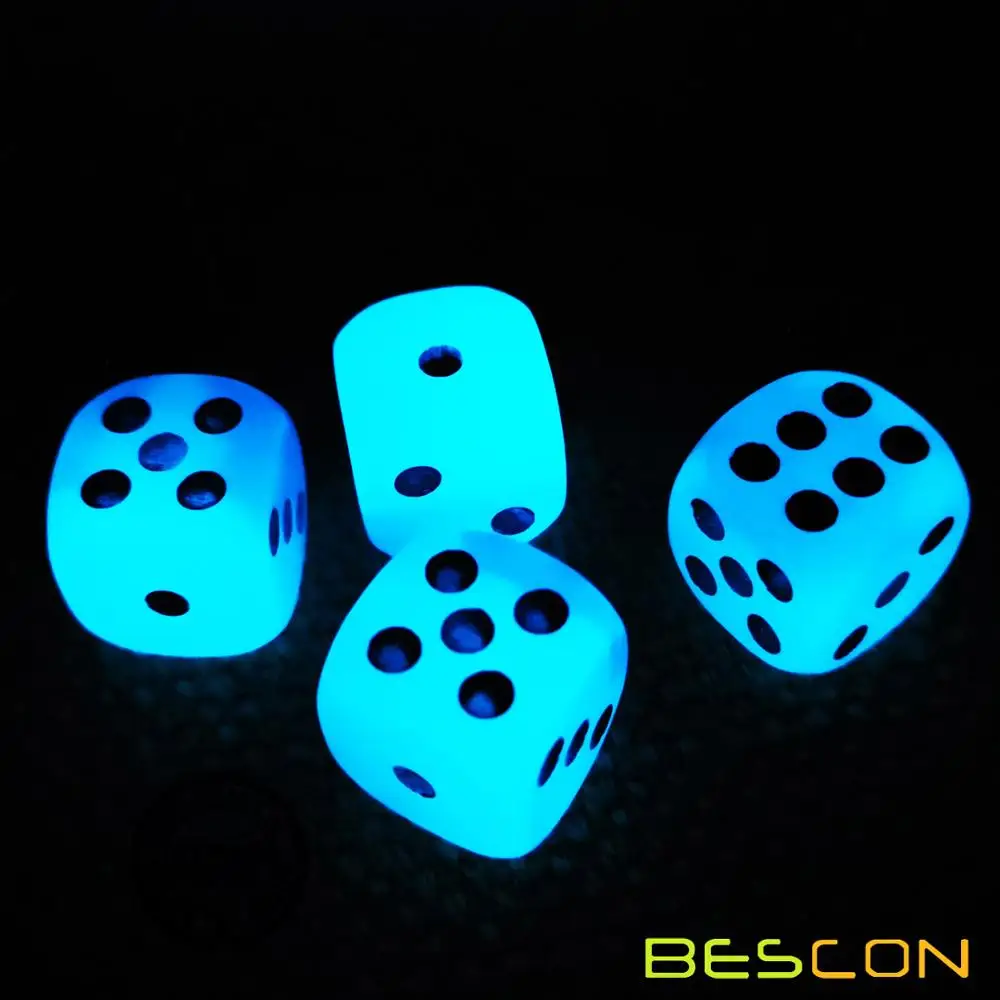 Bescon Two Tone Glowing Dice D6 16mm 12pcs Set of ICY ROCKS, 16mm Six Sided Die (12) Block of Glowing Dice