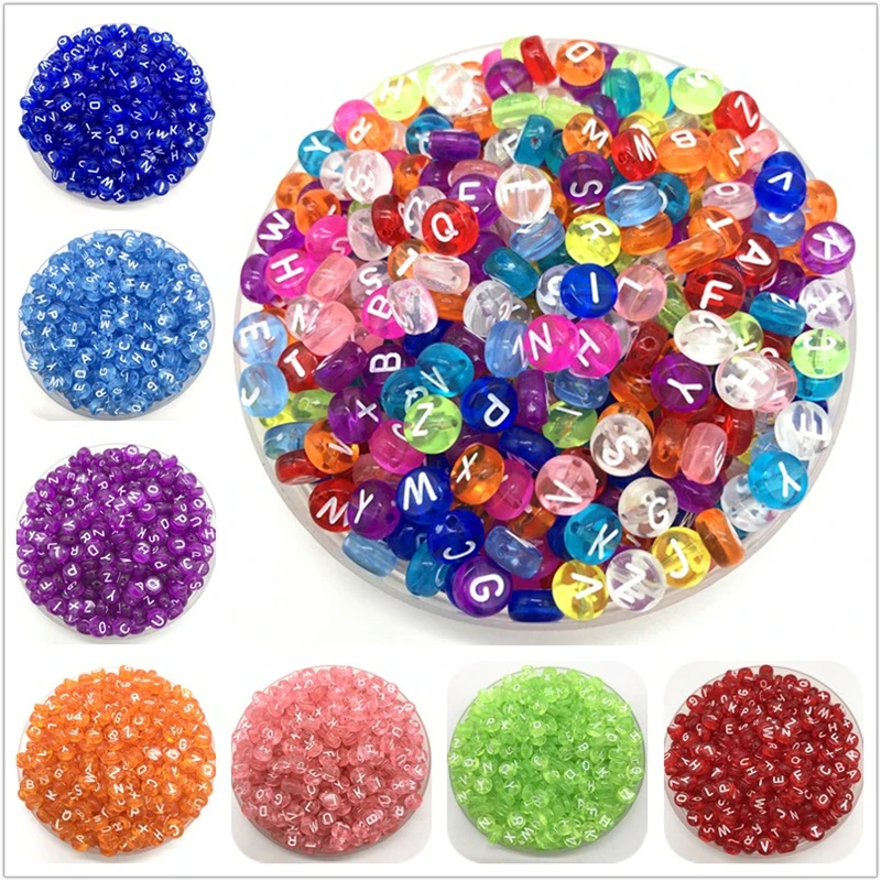 100pcs 7mm Letter Beads Red Mix Oval Shape 26 Alphabet Charms DIY Beads For Bracelet Necklace Jewelry Making