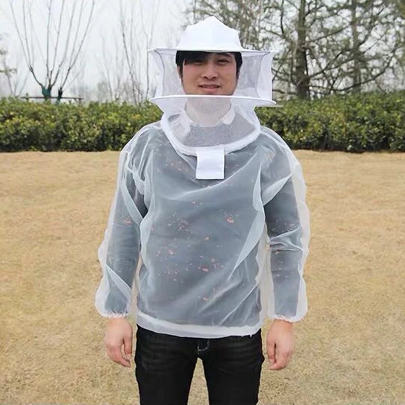 Beekeeping Suit Anti Bee Body Protective Coat Veil Hood Hat Suit Sleeve Head Beekeeping Preventing Comfort Nylon Breathable