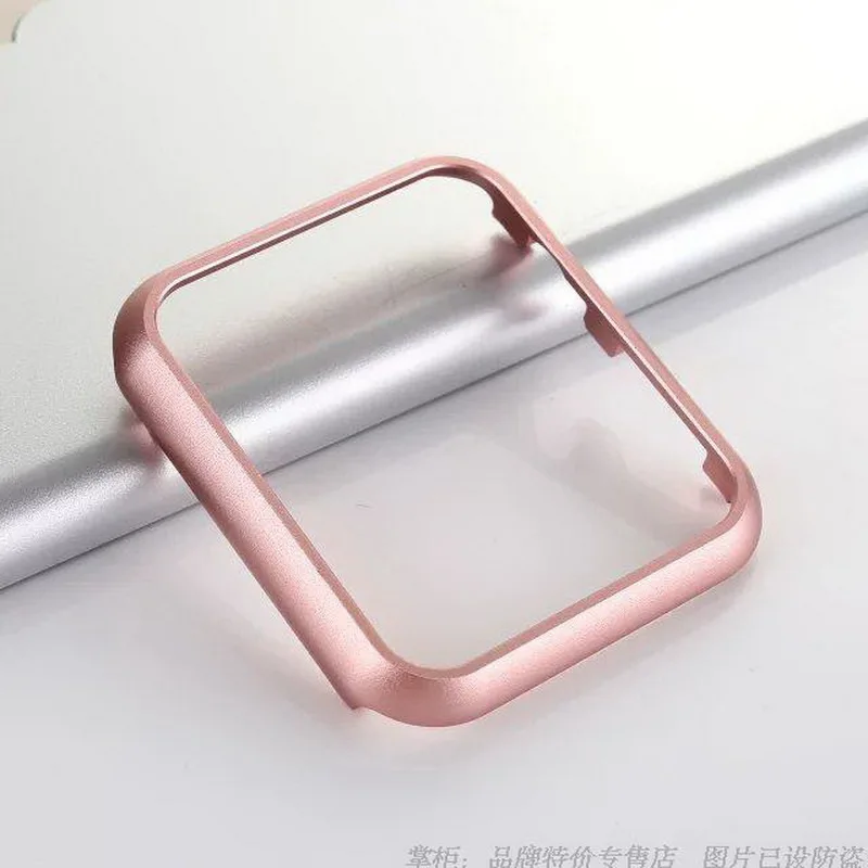 New Stainless Steel Alloy Metal Frame Holder Shell Case For Apple Watch iWatch 38 42 40 41 44 45 49mm  Protector Case Rose Gold