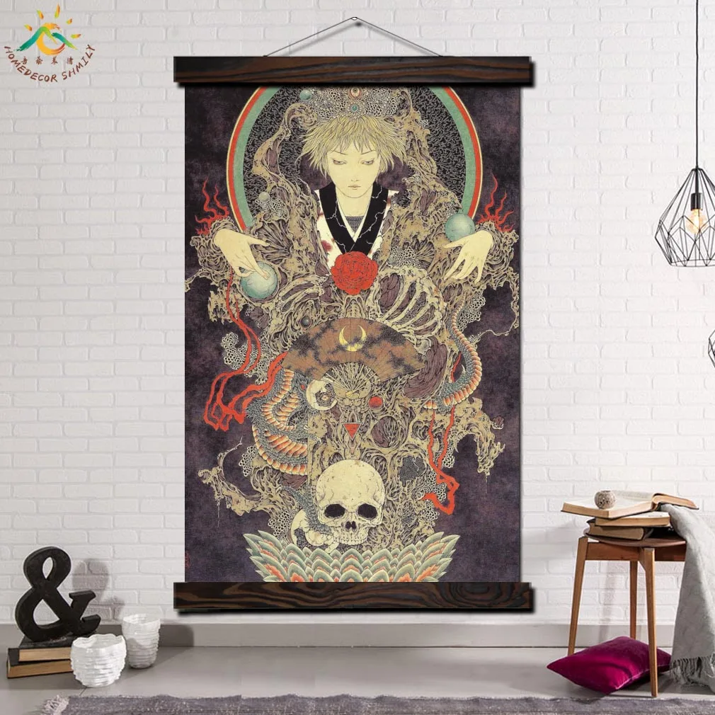 

Japan Style Skull Art Picture Modern Wall Art Print Pop Art Picture And Poster Frame Scroll Canvas Painting Canvas Poster