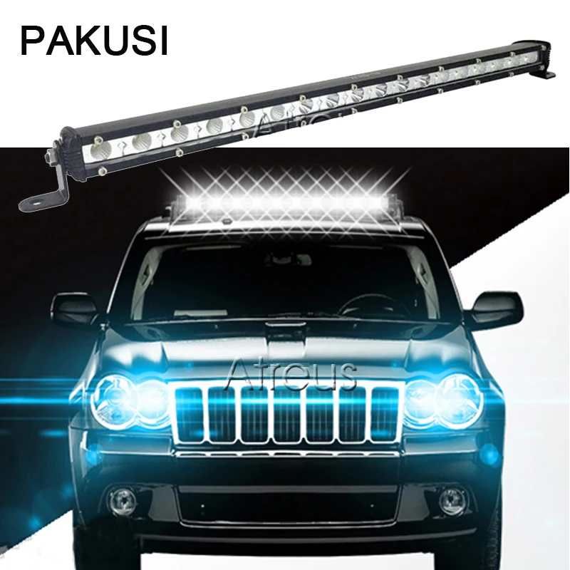 PAKUSI 54W Car Single Row LED Light Bar 12V Spot For Audi BMW VW Lada Renault Peugeot Jeep accessories DRL Driving Fog Lamp