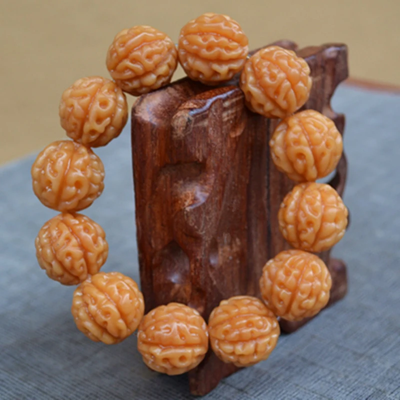 Wholesale Old Root Weathering Bodhi Bracelets Carved King Kong Wrinkle Buddha Beads Hand String Lucky for Men Wood Jewelry