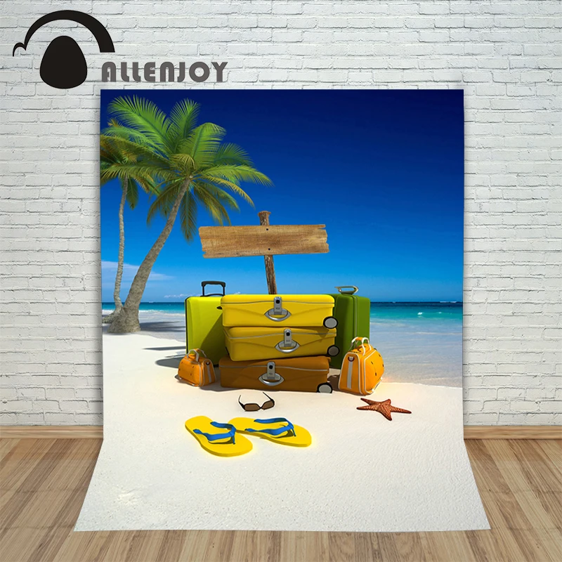 

Pictures - background for photos Luggages Traveling by the sea coconut trees children's photographic camera backdrop vinyl